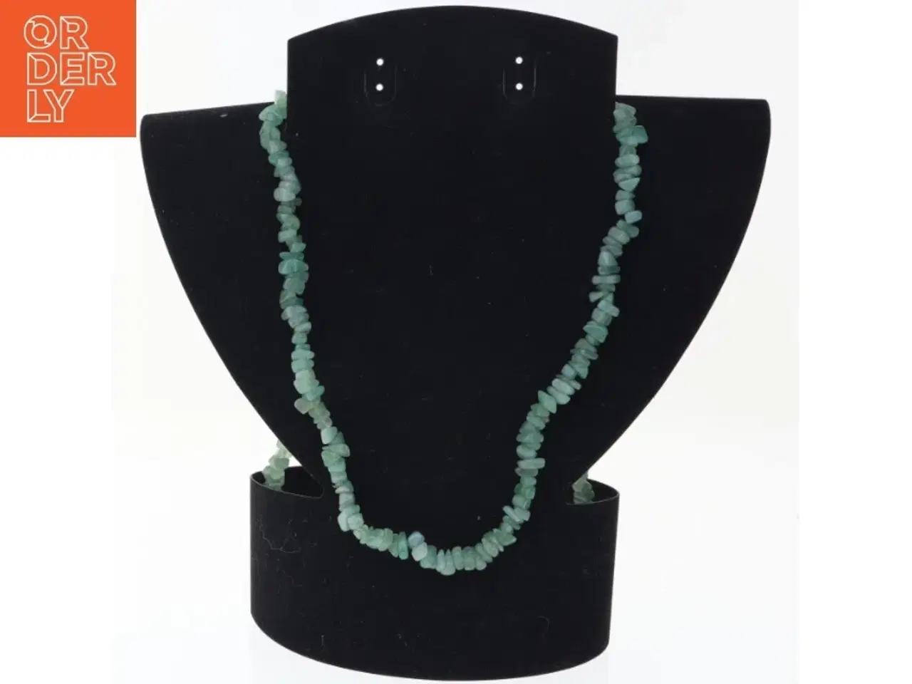 Billede 1 - Grøn agate halskæde (str. 88 cm)