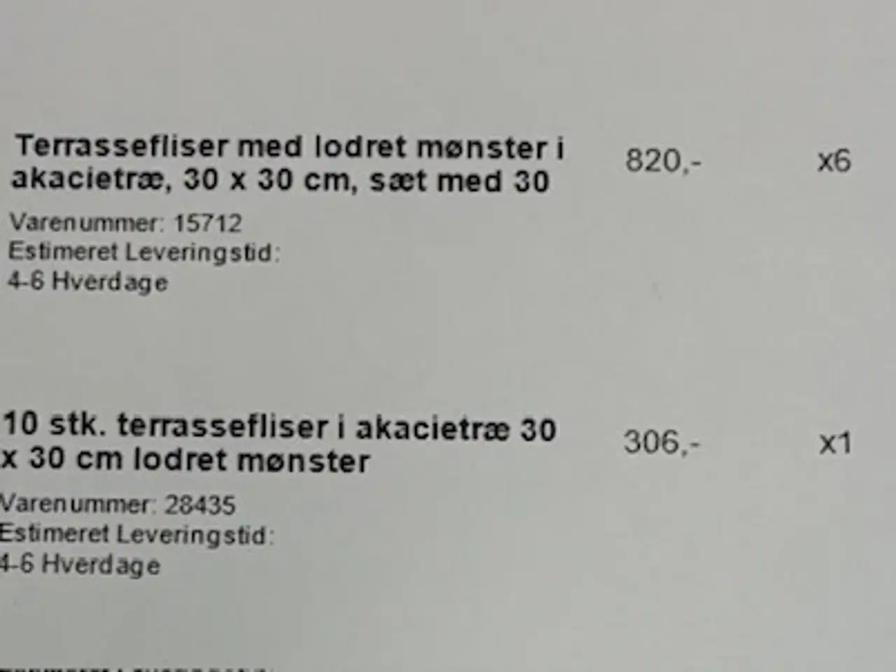 Billede 1 - Terrassefliser eller altanfliser akacietræ 30x30