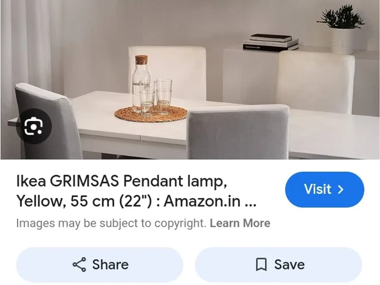 Billede 1 - Loftslampe IKEA Grimsås Gul 2 stks Nye