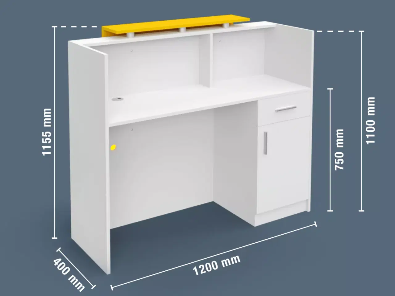 Billede 3 - Receptionsdisk,hvid-sort, med LED-belysning