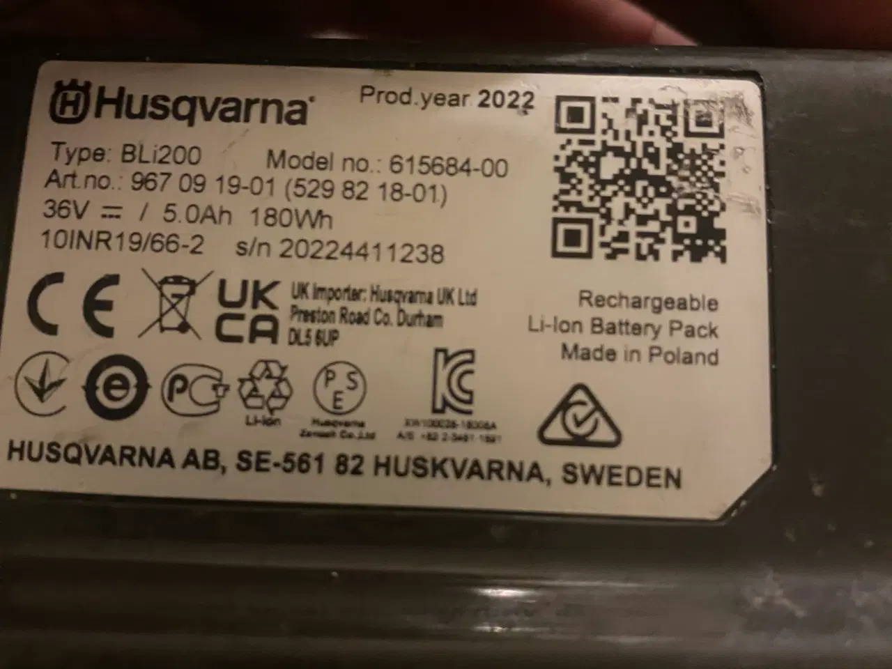 Billede 3 - Husqvarna batteri BLi200