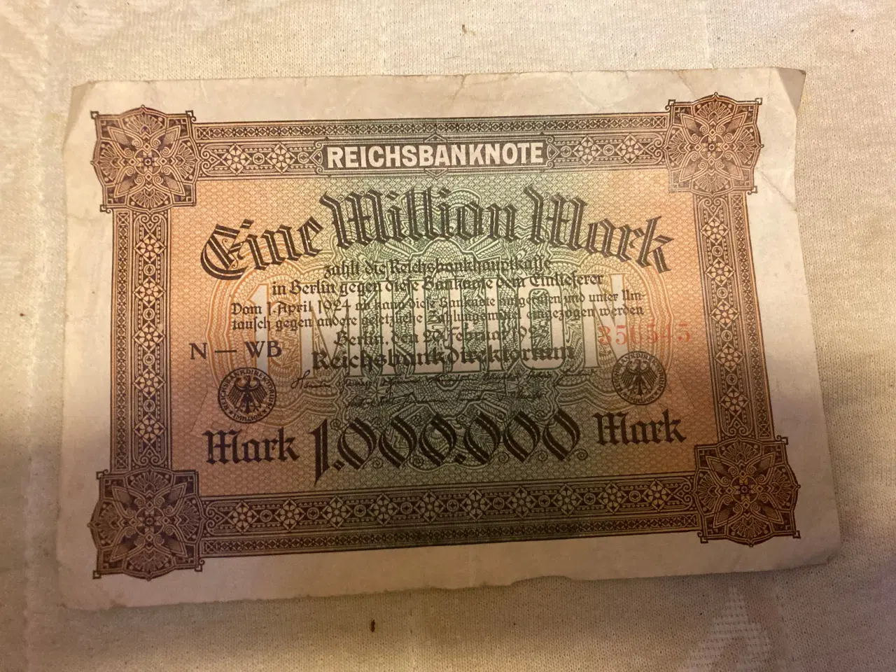 Billede 1 - Tysk 1 million mark seddel fra 1923