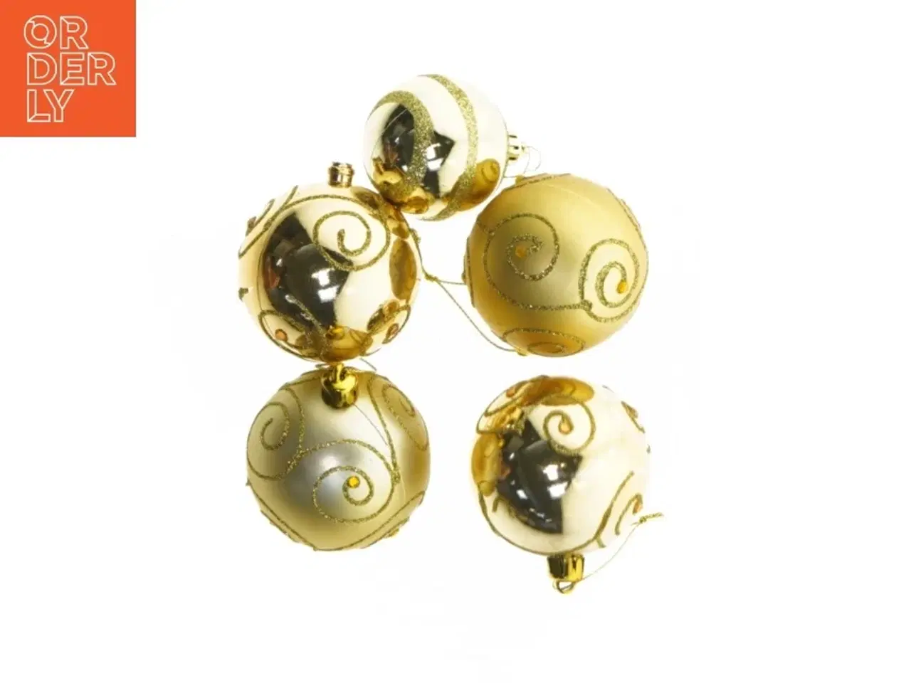 Billede 1 - Guld juletræskugler, 5 styk (str. 5 styk)