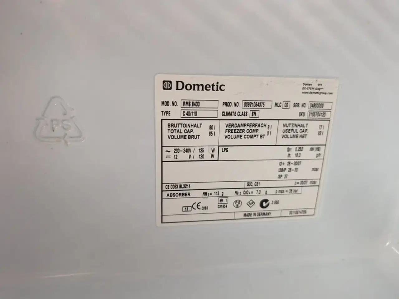Billede 7 - Dometic RMS 8400 absoberingskøleskab