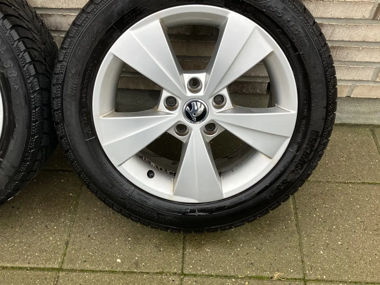 Billede 2 - Org Skoda Alufælge 5 x 112 Sava vinterdæk 