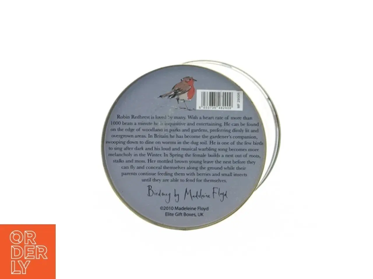 Billede 4 - Dekorativ metaldåse med fuglemotiver (str. 15 x 2,5 cm)