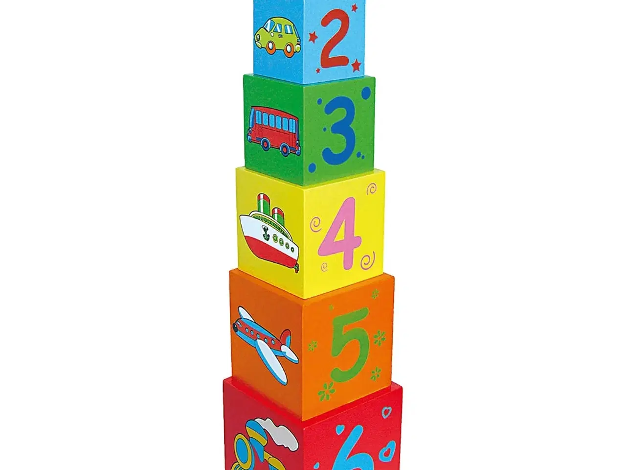 Billede 1 - VIGA Stabelkasser - 6 farverige dele til leg og læring