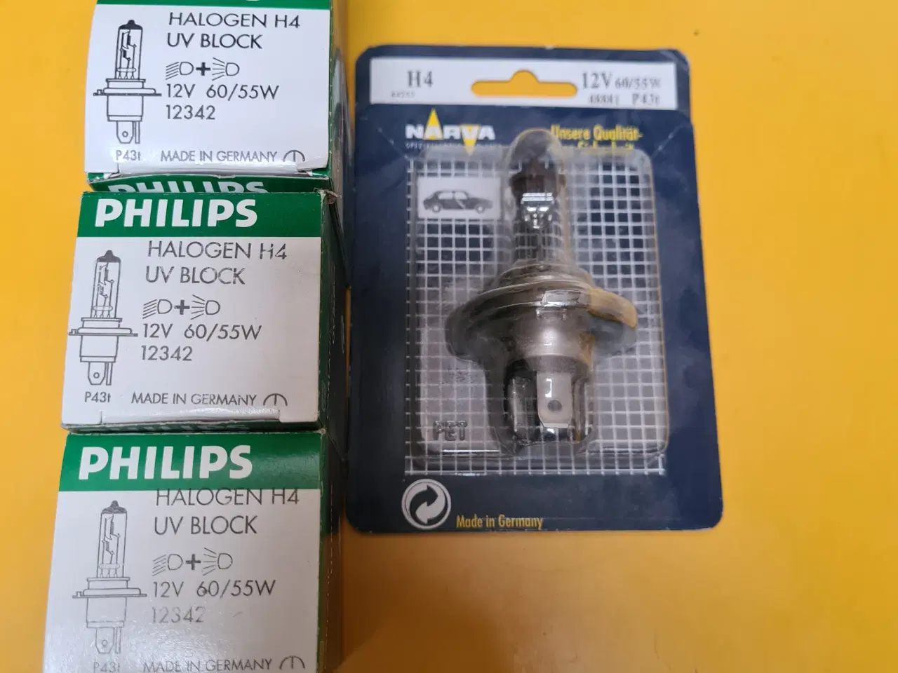 Billede 1 - Philips H4  halogen forlygtepærer