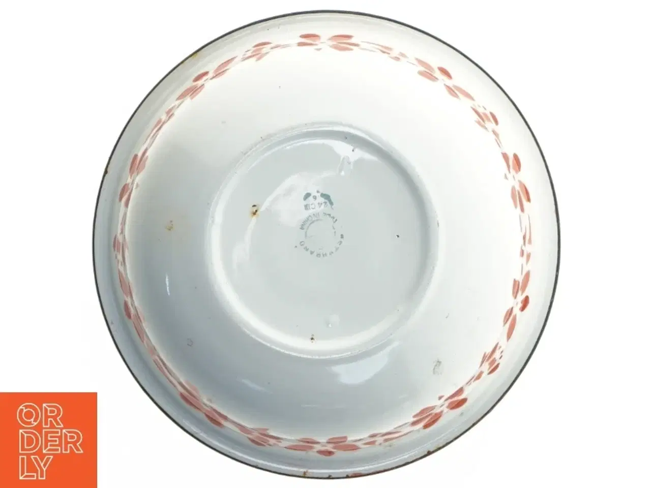Billede 3 - Dekorativ emaljeskål med blomsterdesign (str. Ø 24,5 cm)