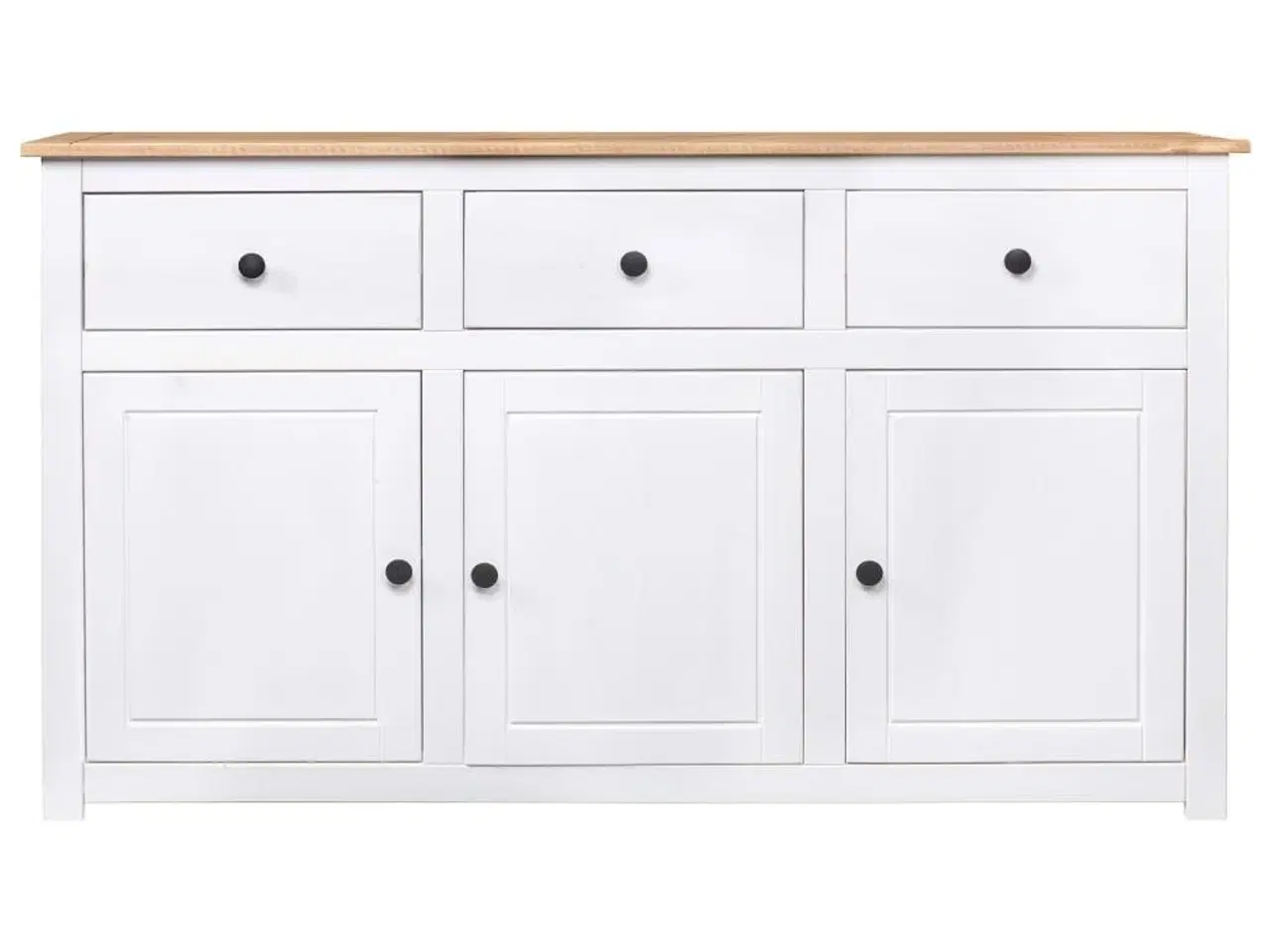 Billede 2 - Skænk Panama-serien 135x40x80 cm massivt fyrretræ hvid