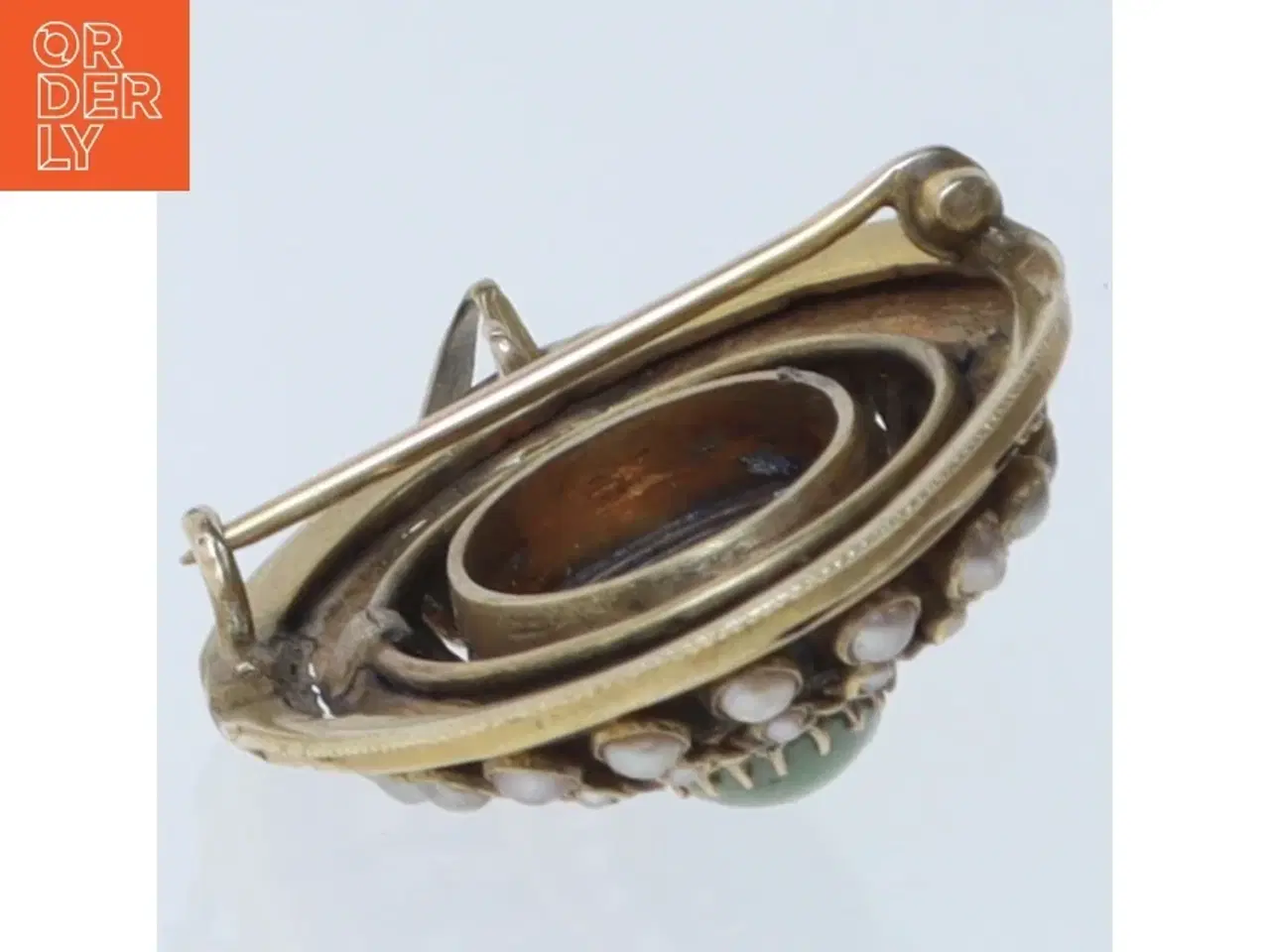 Billede 2 - Antik broche med sten (str. 5 cm)