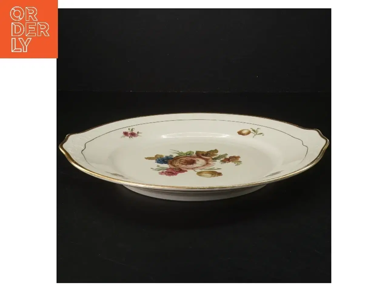 Billede 3 - Dekorativ porcelænsfad med blomstermotiv fra KPM (str. Ø 26 cm)