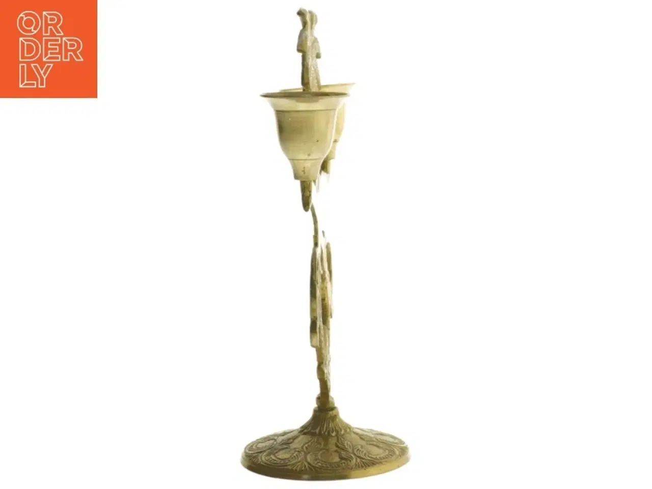Billede 2 - Messing lysestage med palmemotiv (str. 20 cm)