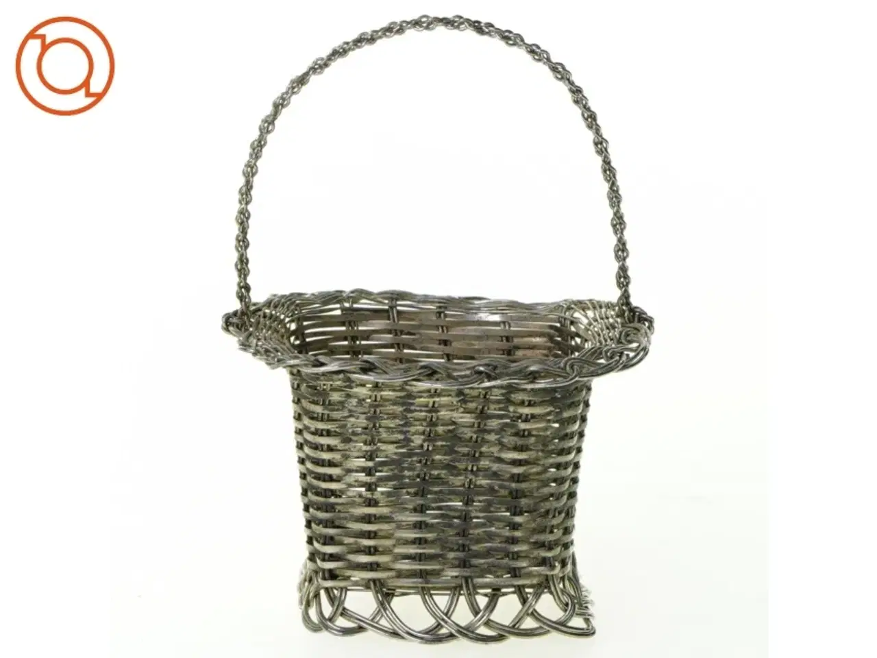 Billede 1 - Fil de fer flettet Metal kurv med hank (str. Med hank 14 x 9 cm)