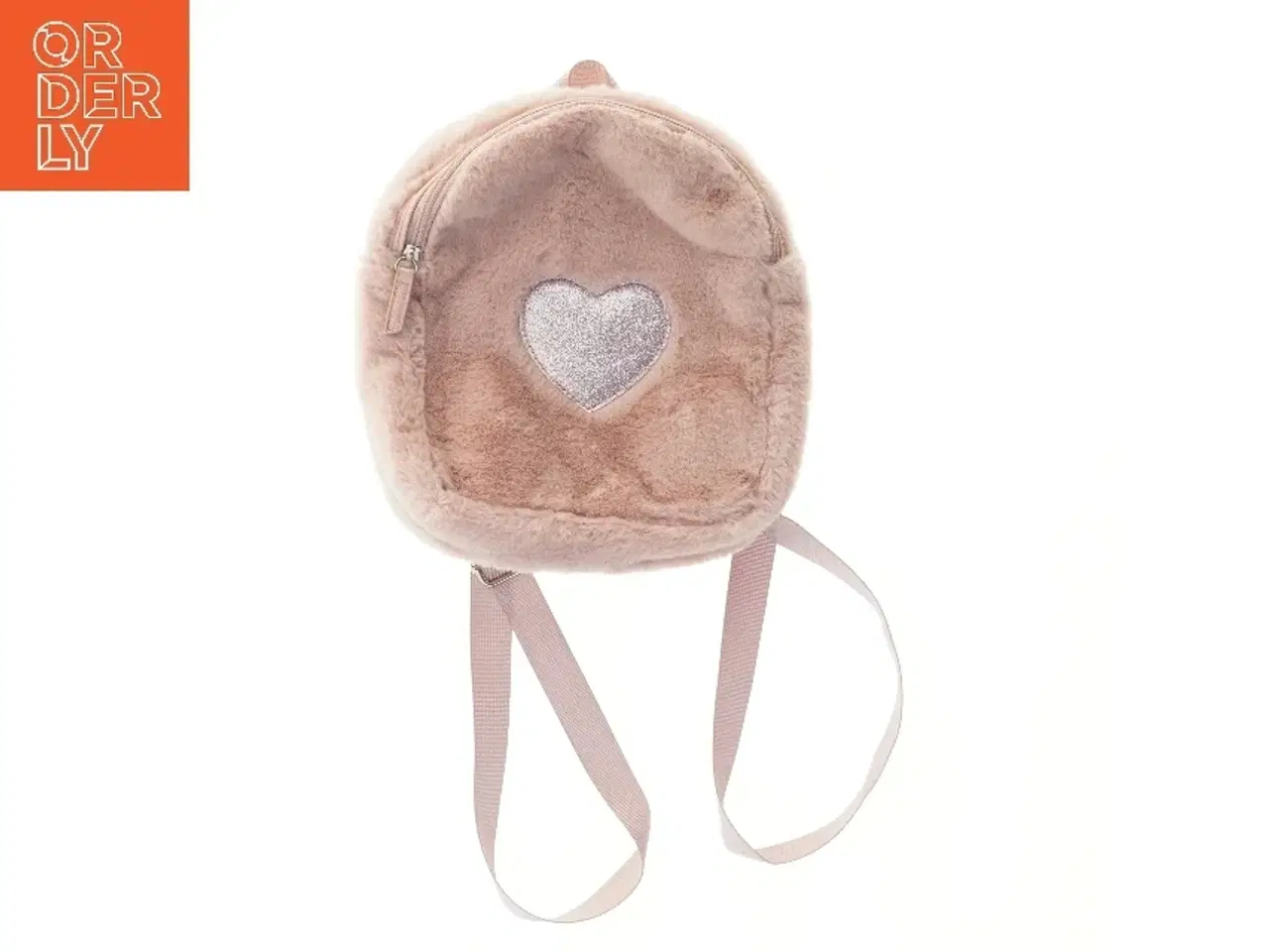 Billede 1 - Lyserød rygsæk med glimmerhjerte (str. 29x26 cm)