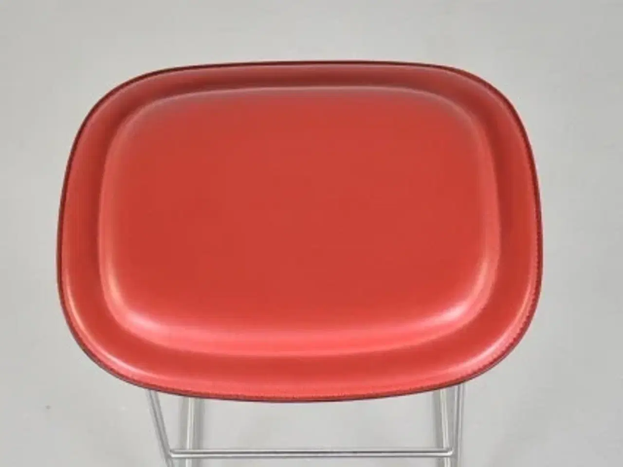 Billede 5 - Cappellini barstol med rødt læder på sædet og stel i stål