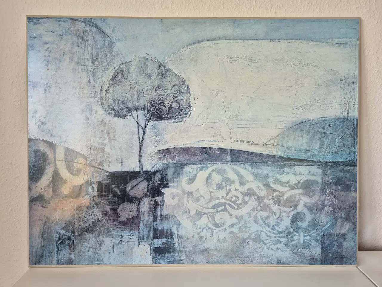 Billede 1 - Flot og stor billede 81x61 cm blå nuancer