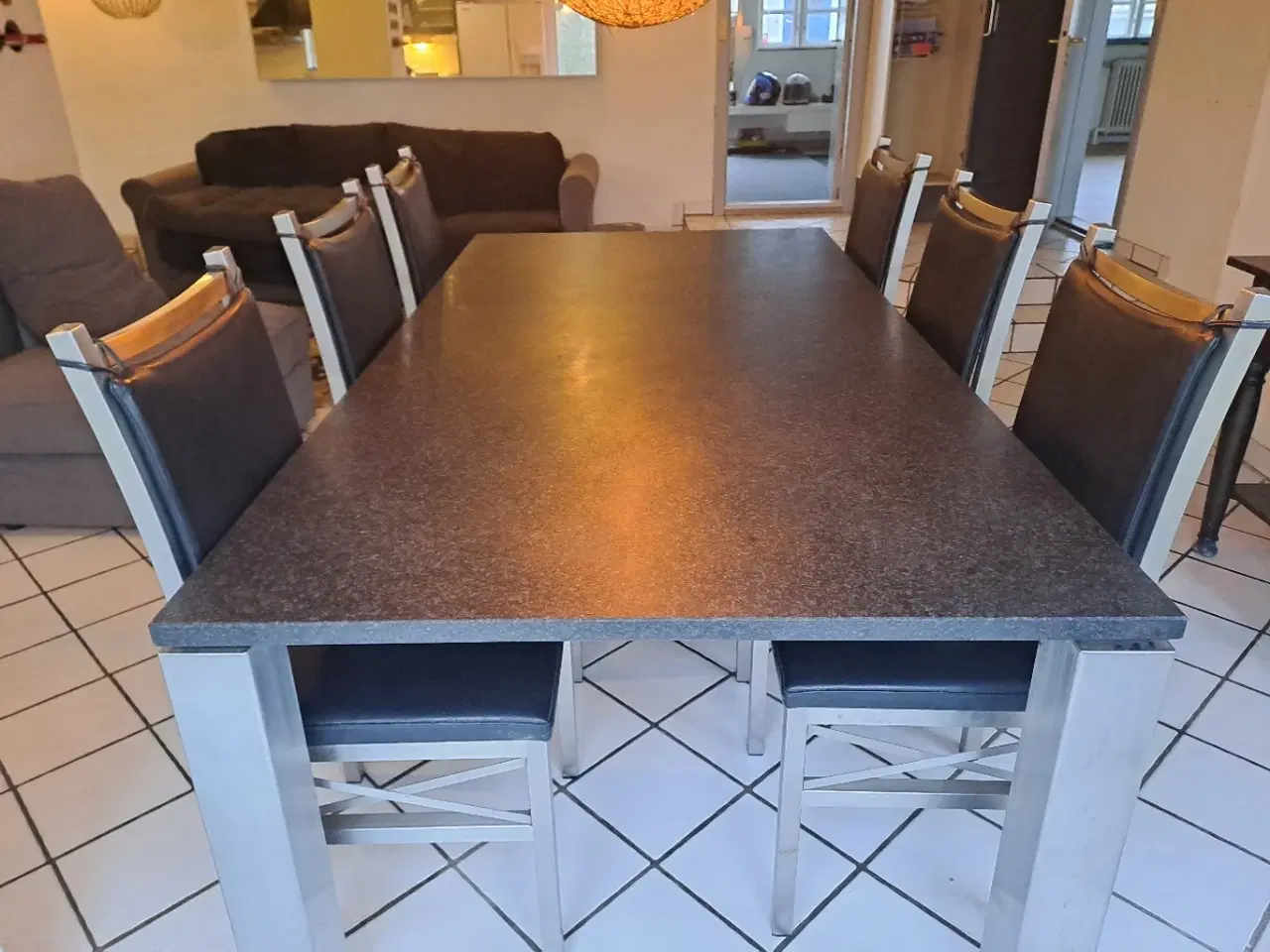 Billede 6 - Marmor bord og 6 stoæe