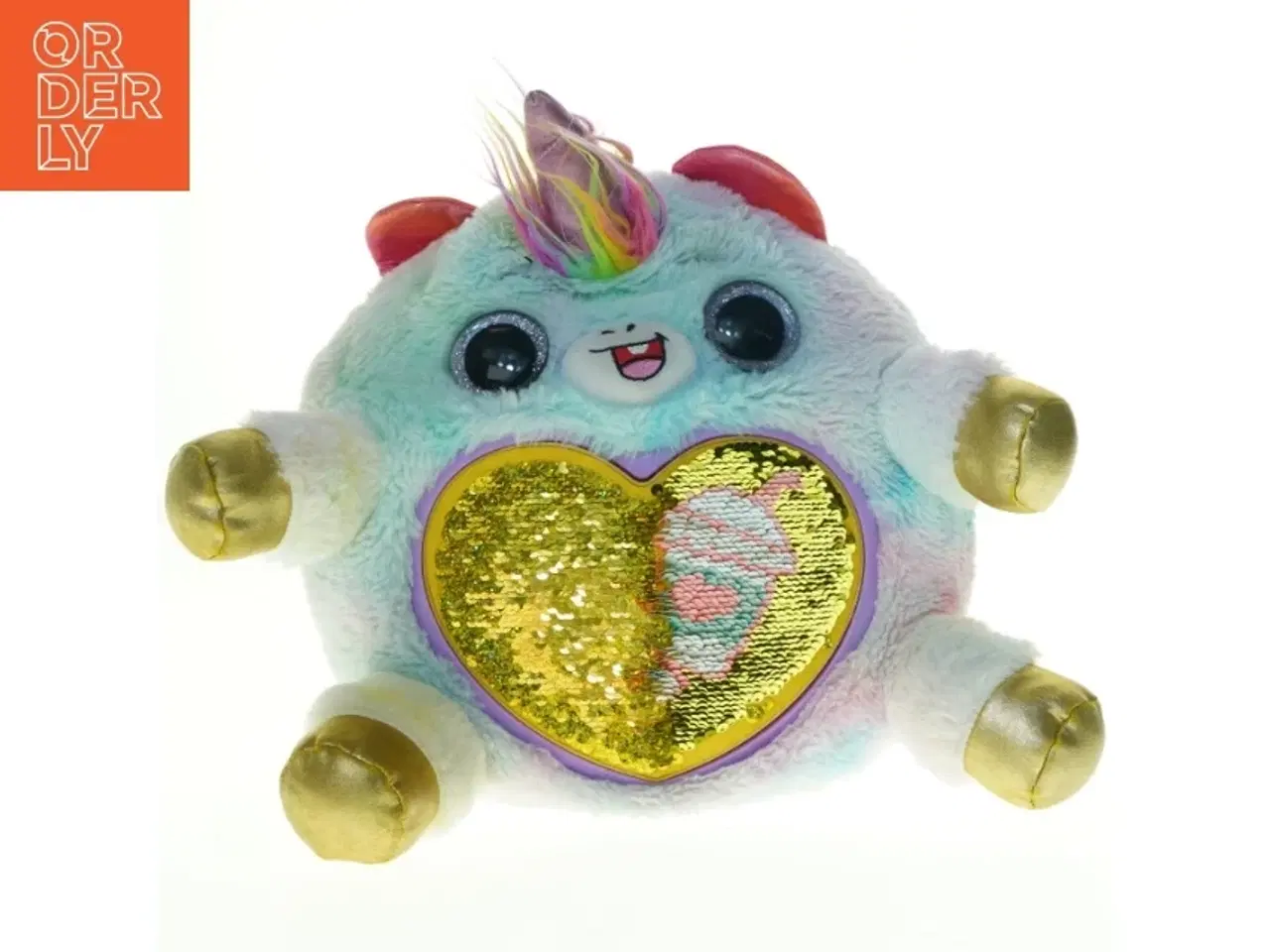 Billede 1 - Farverig bamse med hjerte (str. 31 x 27 cm)