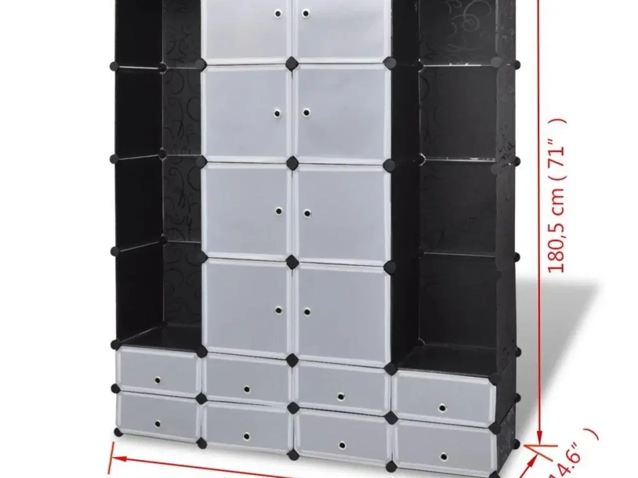 Billede 7 - Modulskab med 18 rum sort og hvid 37 x 146 x 180,5 cm