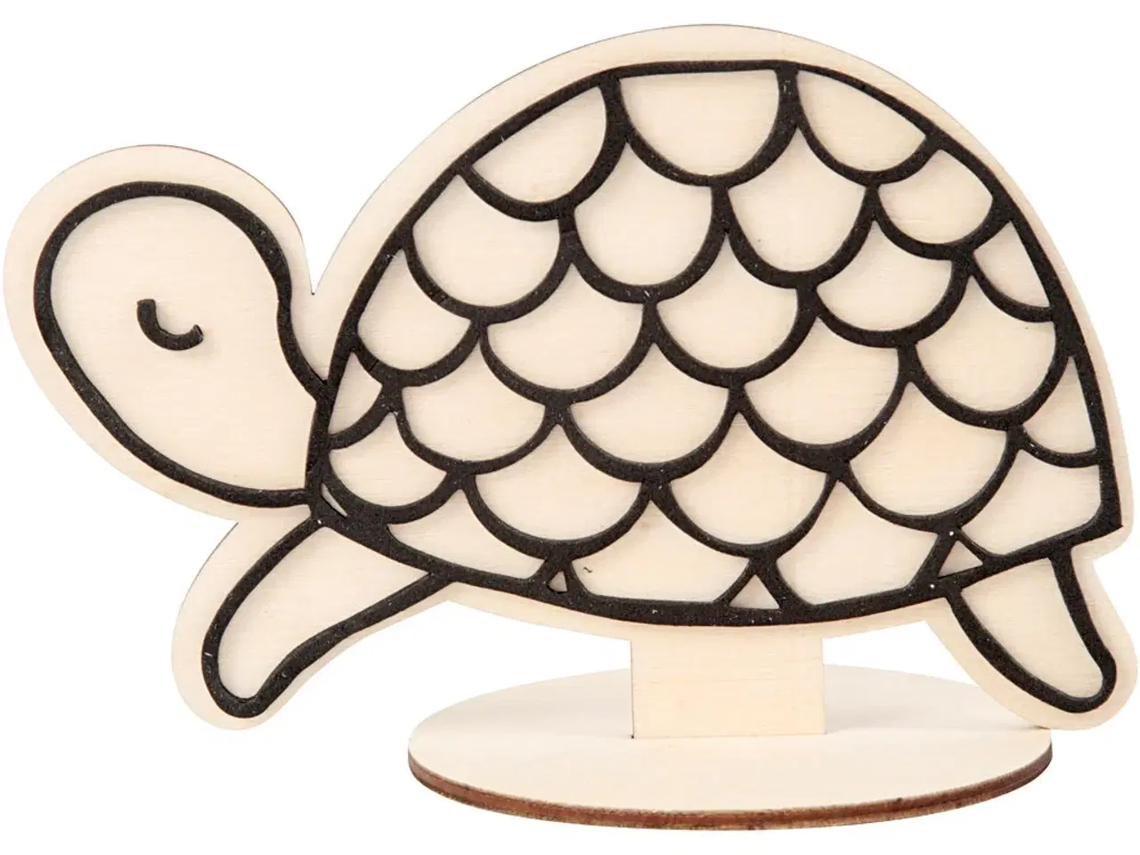 Billede 1 - Dekorationsfigur Skildpadde i Træ - 10 cm Høj