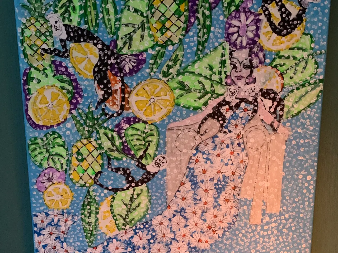 Billede 1 - Eventyrligt akrylmaleri Frida Kahlo.