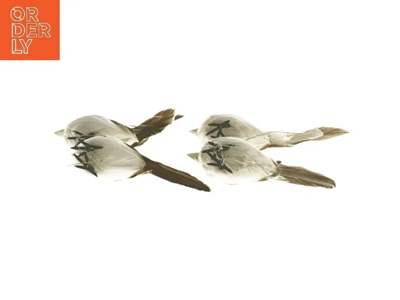 Billede 2 - 4 Dekorationsfugle med fjer (str. 9 cm)