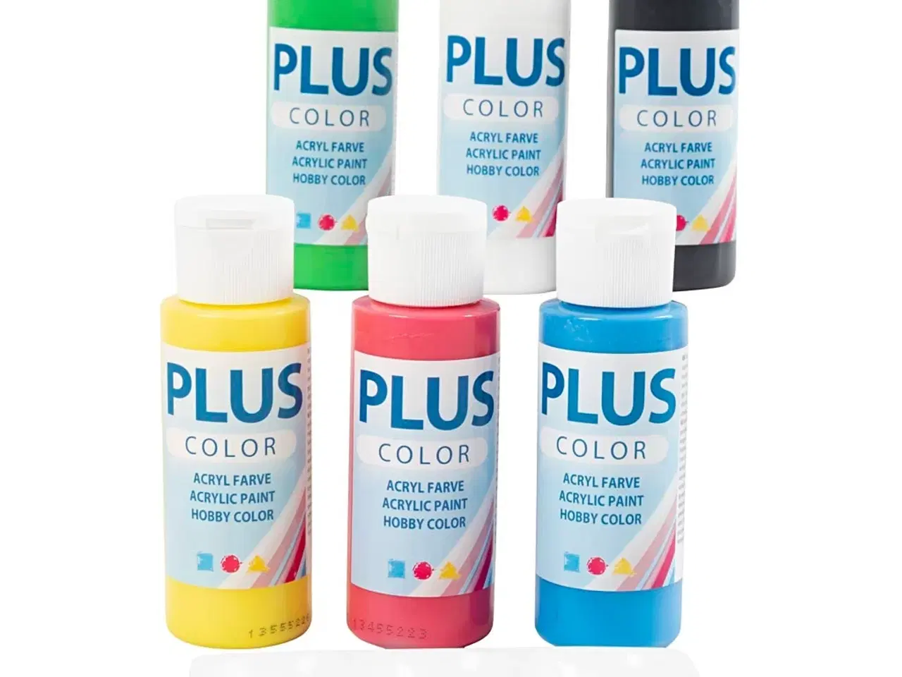 Billede 1 - Plus Color Hobbymaling, primærfarver, 6x60ml/ 1 pk.