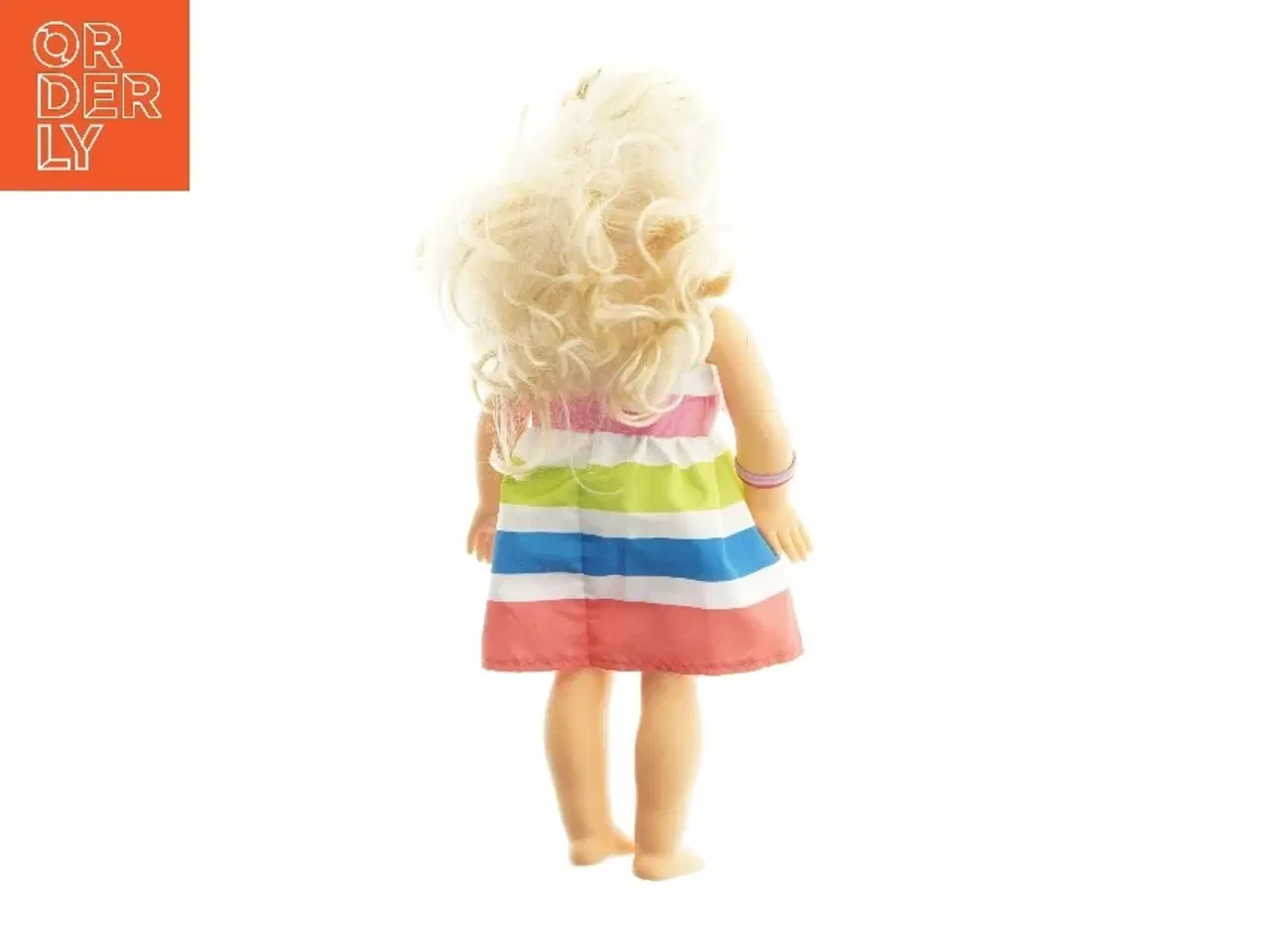 Billede 2 - Dukke med stribet kjole (str. 46 cm)