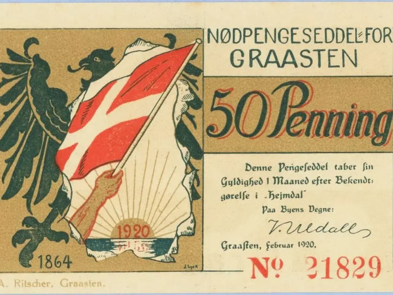 Billede 1 - Graasten. Nødpengesedler 1920