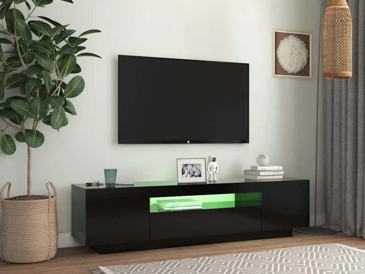 Billede 3 - Tv-bord med LED-lys 160x35x40 cm sort