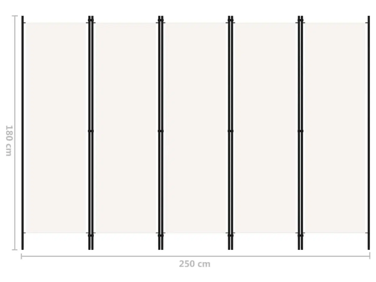 Billede 6 - 5-panels rumdeler 250 x 180 cm hvid