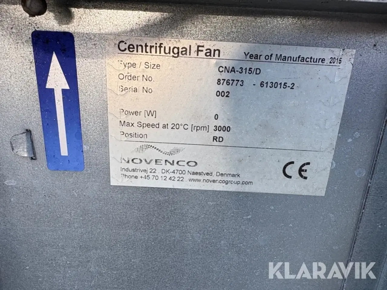 Billede 2 - Centrifugalventilator (radialventilator) Novenco CNA-315/D