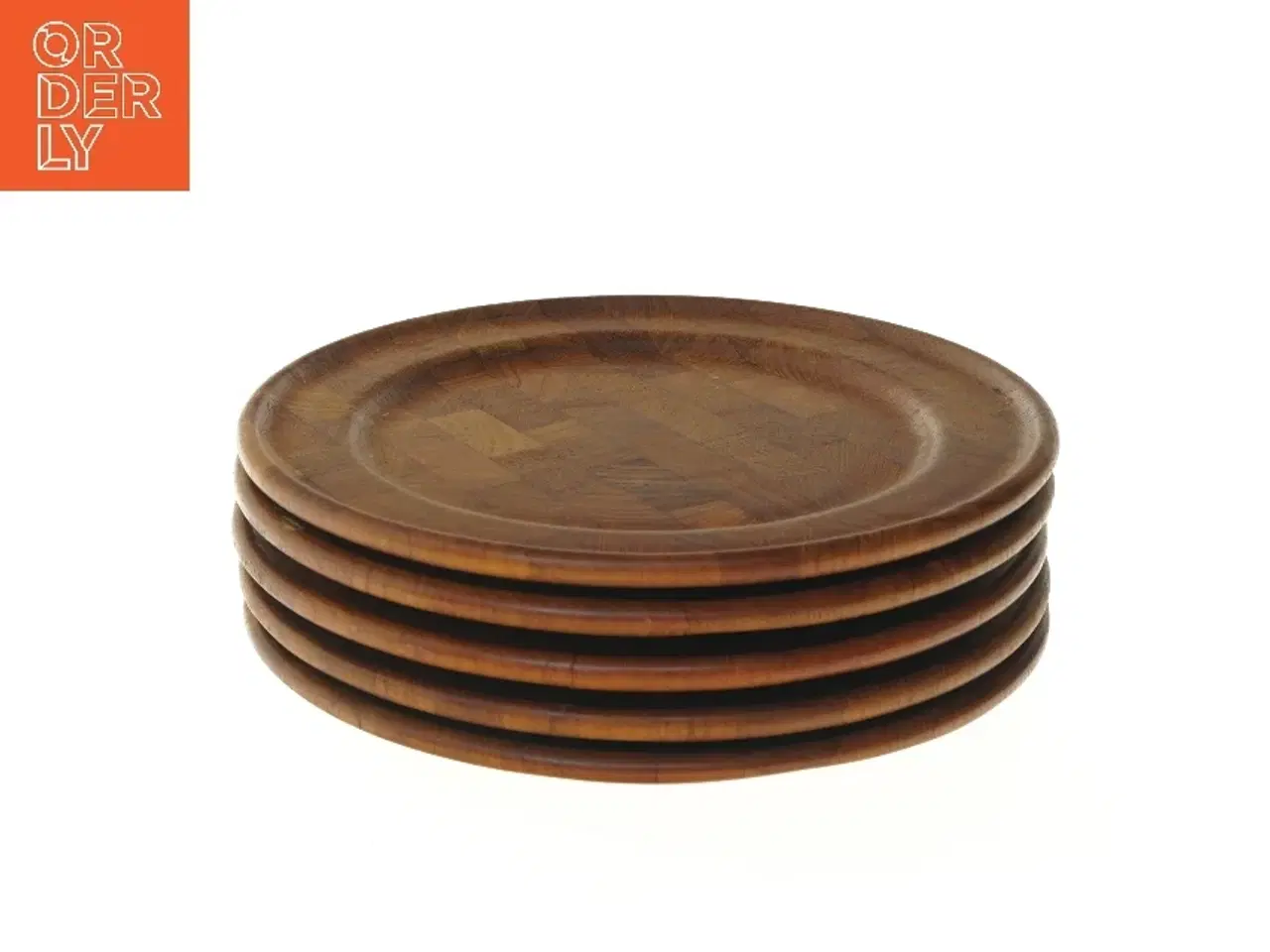 Billede 1 - Sæt af 6 teaktræ tallerkener fra digsmed(str. Ø 28 cm) (str. Ø 28 cm)