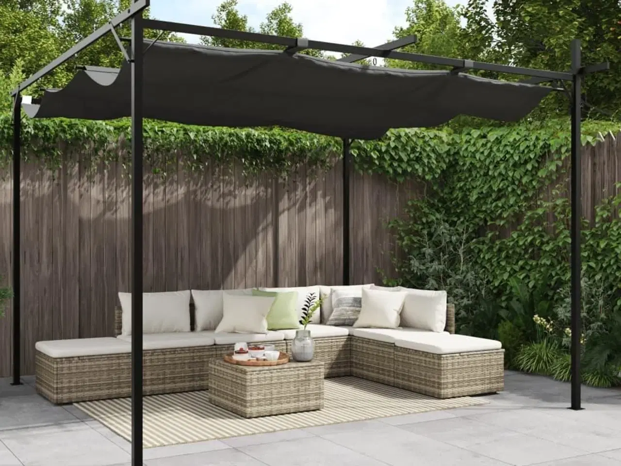 Billede 1 - Pergola med sammenrulleligt tag 295x292x230 cm antracitgrå
