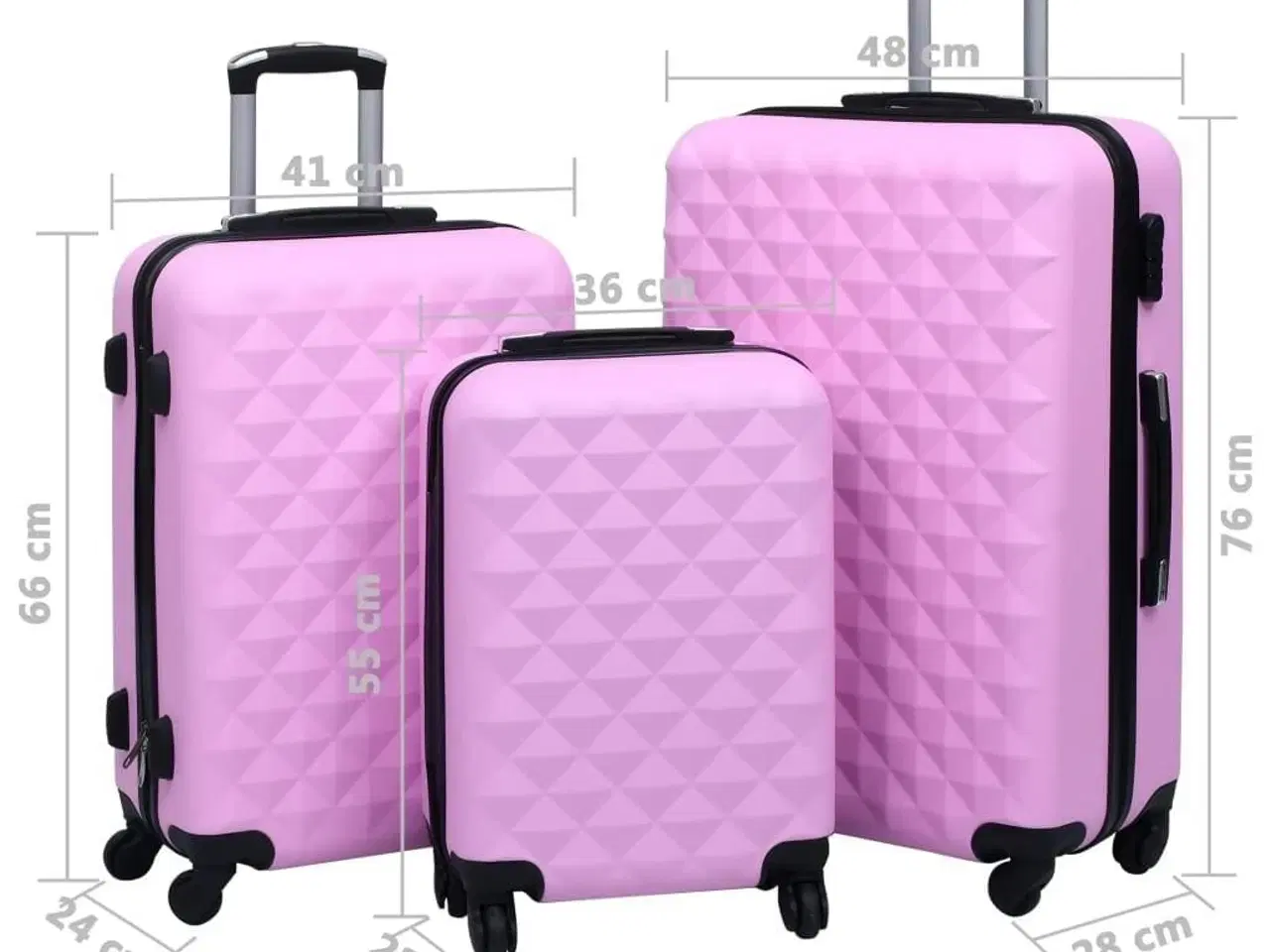 Billede 8 - Kuffert sæt 3 stk. hardcase ABS pink