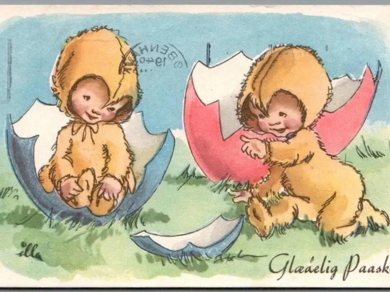 Billede 1 - Illa - Glædelig Paaske - Eneret Serie 50 - Postkort - Brugt