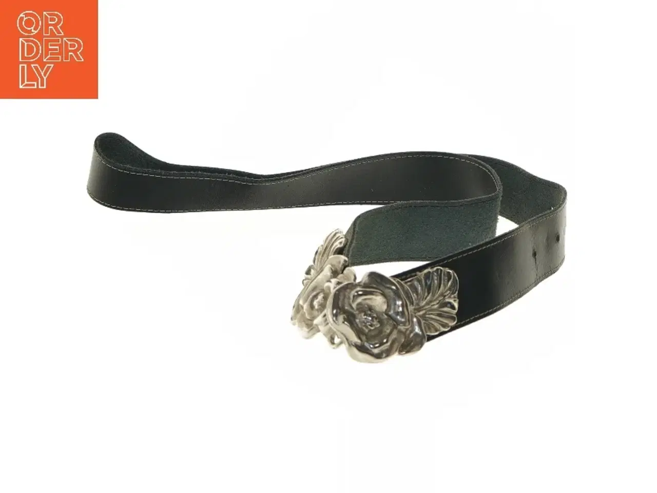 Billede 3 - Læderbælte med blomstermotiv (str. 112 cm)