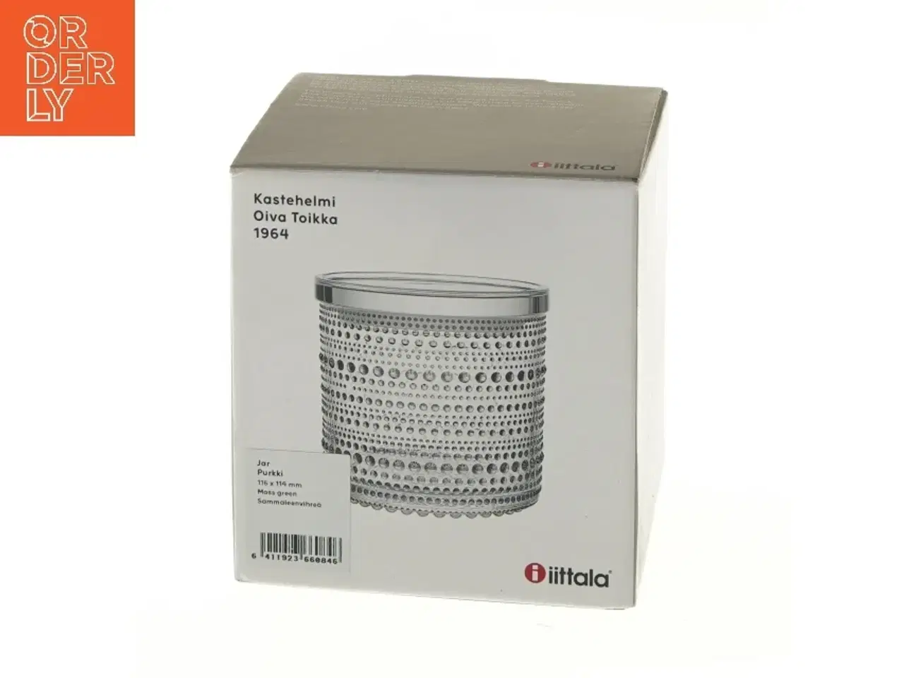 Billede 7 - Grøn glasbeholder med låg fra Iittala (str. Ø 11 cm længde 11 cm)