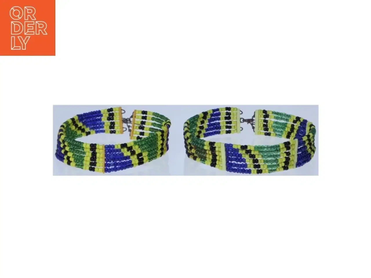 Billede 1 - Perlearmbånd med farvede mønstre (str. Ø 6 cm og ø 7 cm)