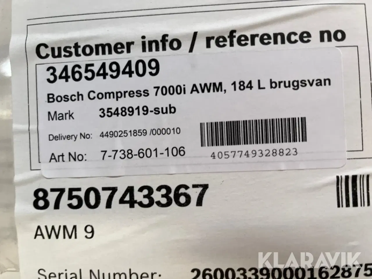 Billede 7 - Varmepumpe BOSCH Compress 7000i AWM 184L