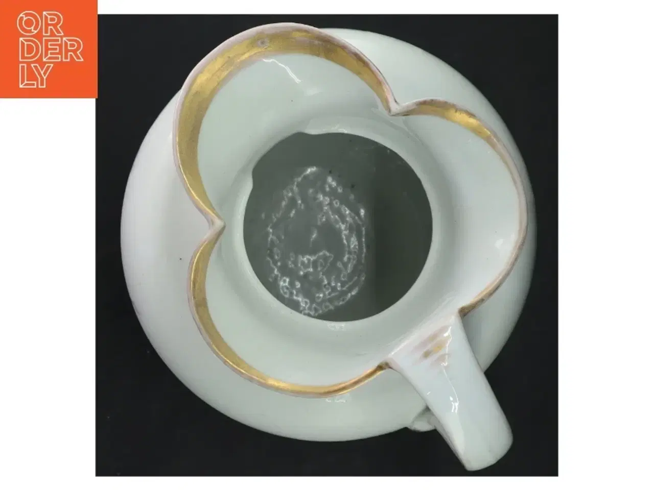 Billede 3 - Hvid porcelænskande med guldtrim fra Kanne (str. 24 x 14 cm)