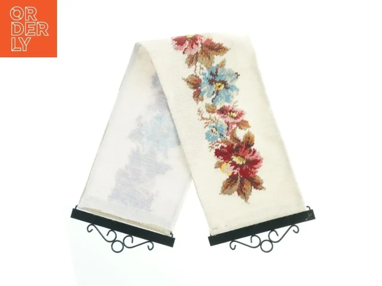 Billede 1 - Broderet klokkestreng med blomster (str. 80 cm)