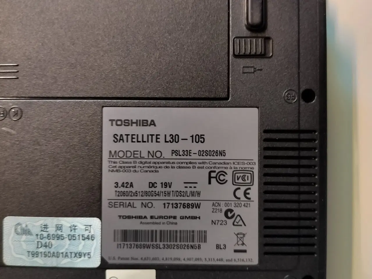 Billede 3 - Toshiba l 30-105 Bærbar pc