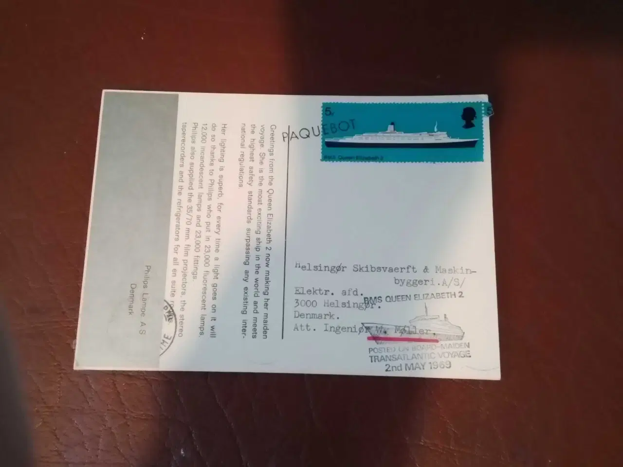 Billede 2 - Postkort, stemplet på Queen Elizabeth 2