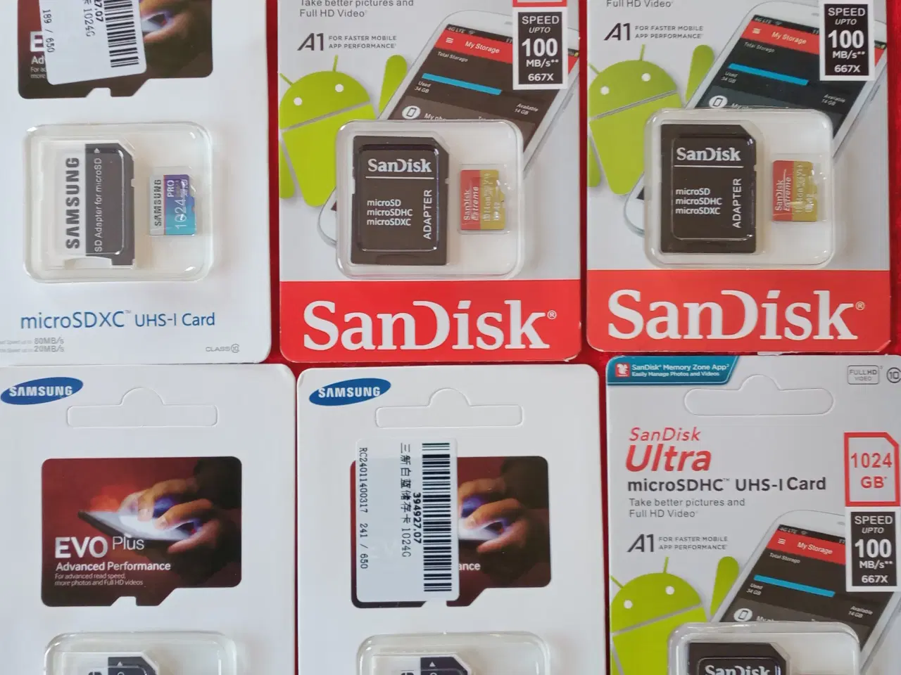 Billede 1 - sandisk / samsung, 1024 sd kort * nyt*