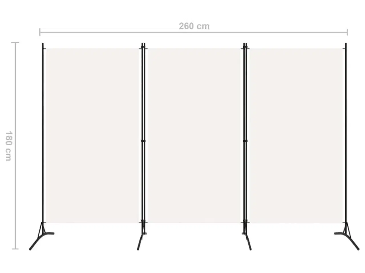 Billede 5 - 3-panels rumdeler 260x180 cm stof hvid