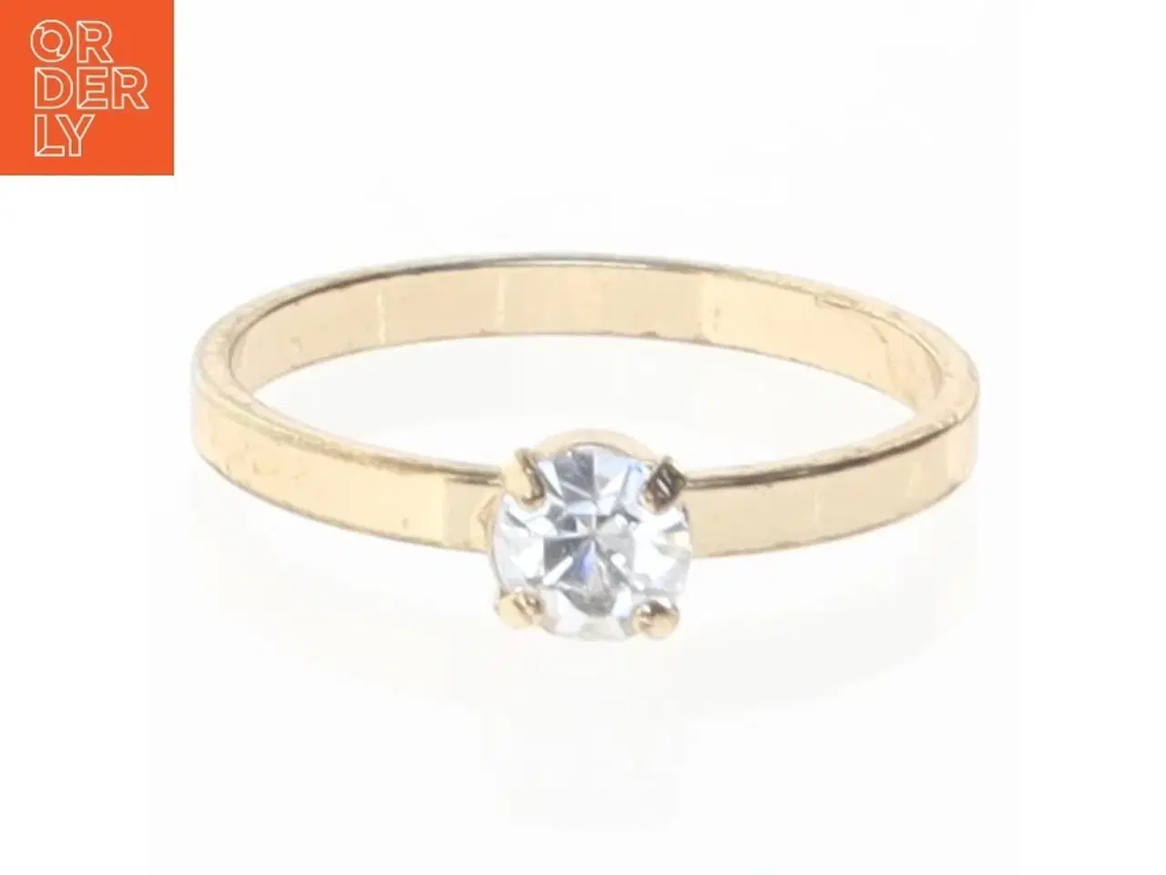 Billede 1 - Guldring med klar sten (str. 57 mm)