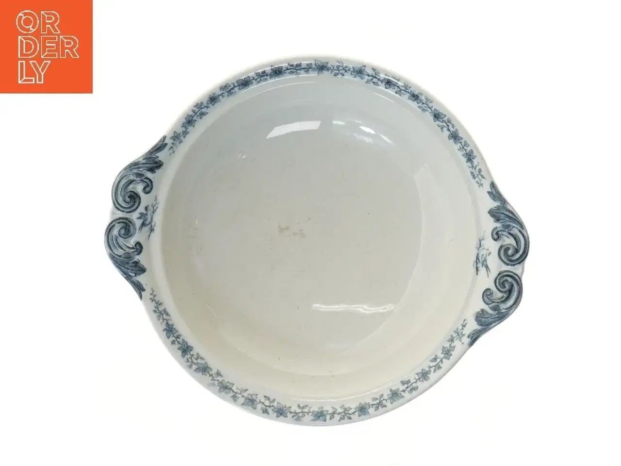 Billede 2 - Antikt porcelænsfad med blåt mønster (str. Ø 25,5 cm)