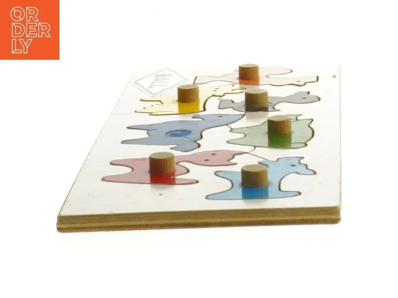 Billede 2 - Træpuslespil med farverige dyr (str. 25x10 cm)